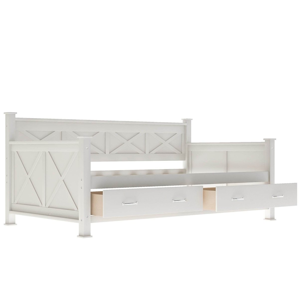 Rustic Cream White Wooden Daybed - Sleep Galleria