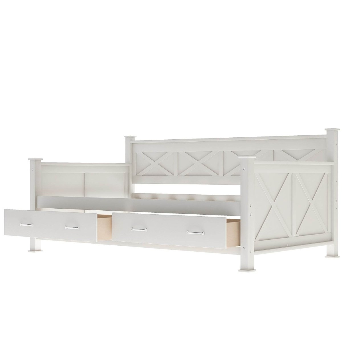Rustic Cream White Wooden Daybed - Sleep Galleria