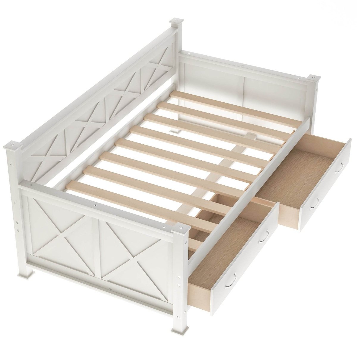 Rustic Cream White Wooden Daybed - Sleep Galleria