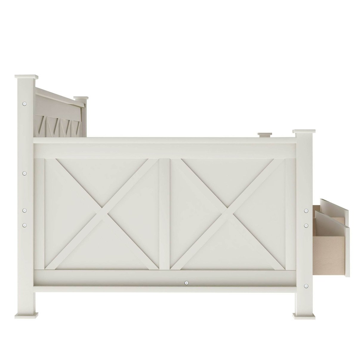 Rustic Cream White Wooden Daybed - Sleep Galleria