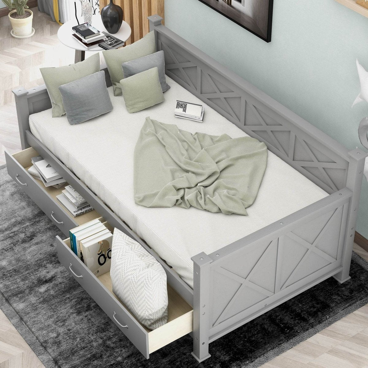 Rustic Twin Daybed With Storage Drawers - Sleep Galleria