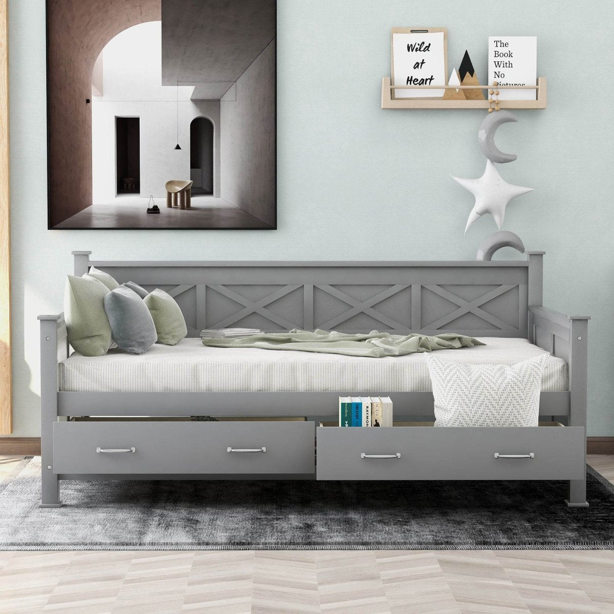 Rustic Twin Daybed With Storage Drawers - Sleep Galleria