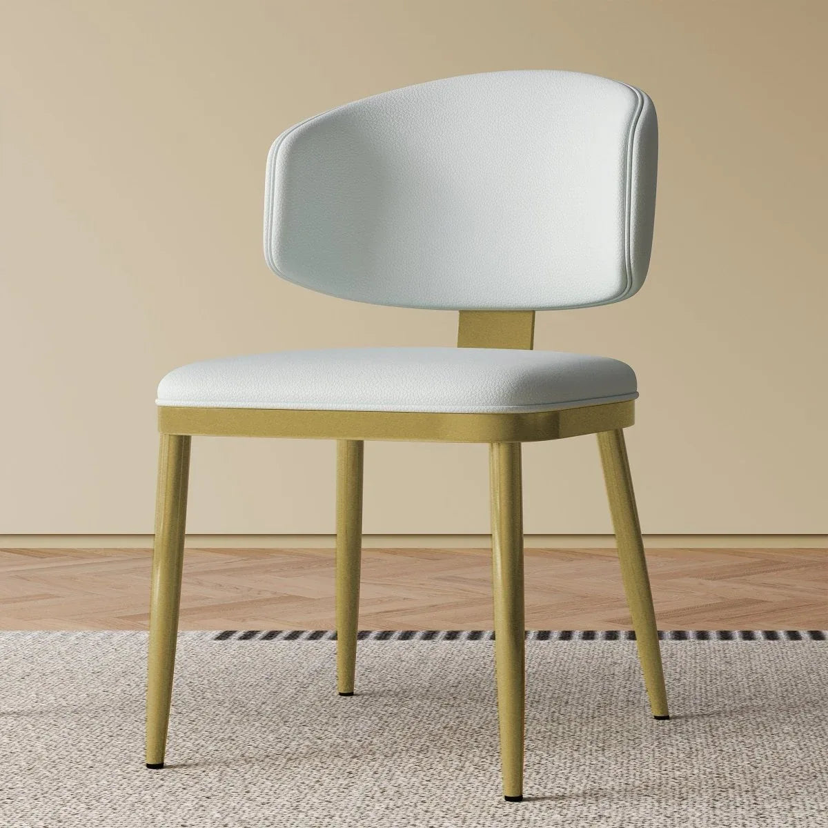 Set Of 2 Modern PU Leather Metal Dining Chairs White - Omega Lifestyles