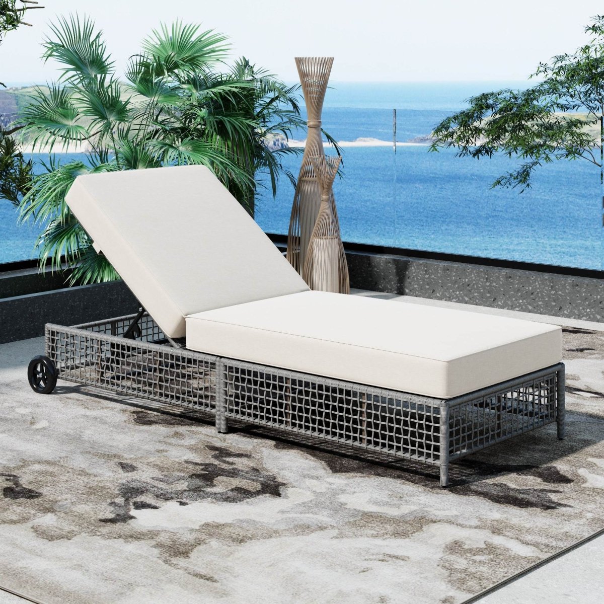 Set of 2 Outdoor Rattan Lounge Chairs With Cushions - Sleep Galleria
