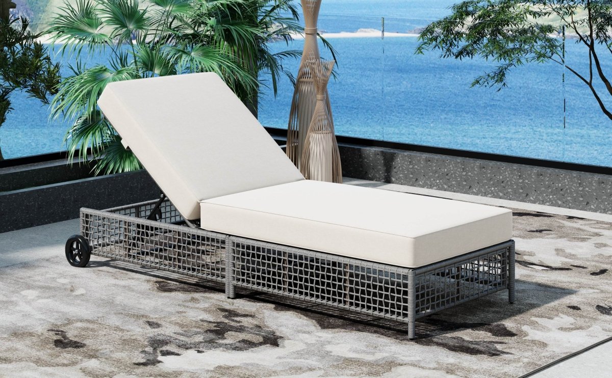 Set of 2 Outdoor Rattan Lounge Chairs With Cushions - Sleep Galleria