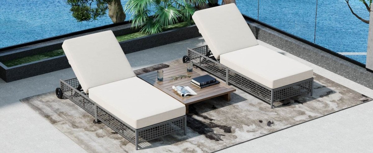 Set of 2 Outdoor Rattan Lounge Chairs With Cushions - Sleep Galleria