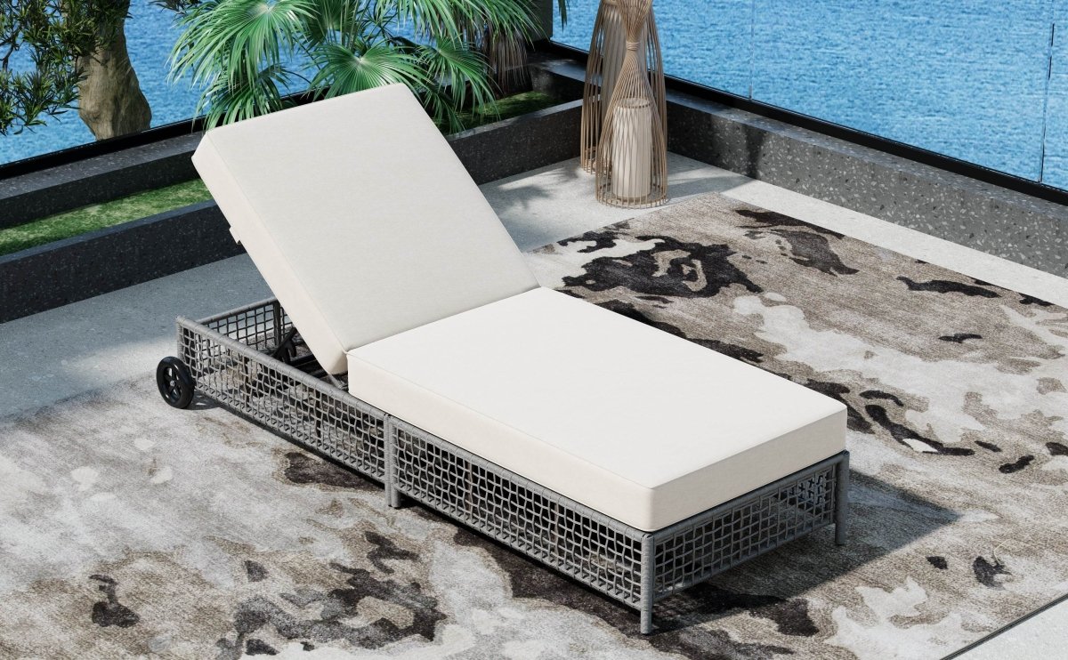 Set of 2 Outdoor Rattan Lounge Chairs With Cushions - Sleep Galleria