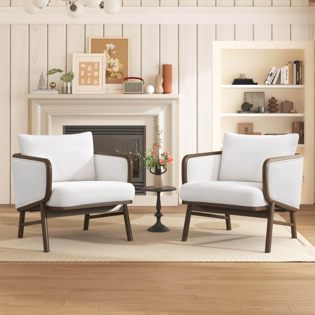 Set of 2 Sherpa Fabric Upholstered Accent Chairs - Sleep Galleria