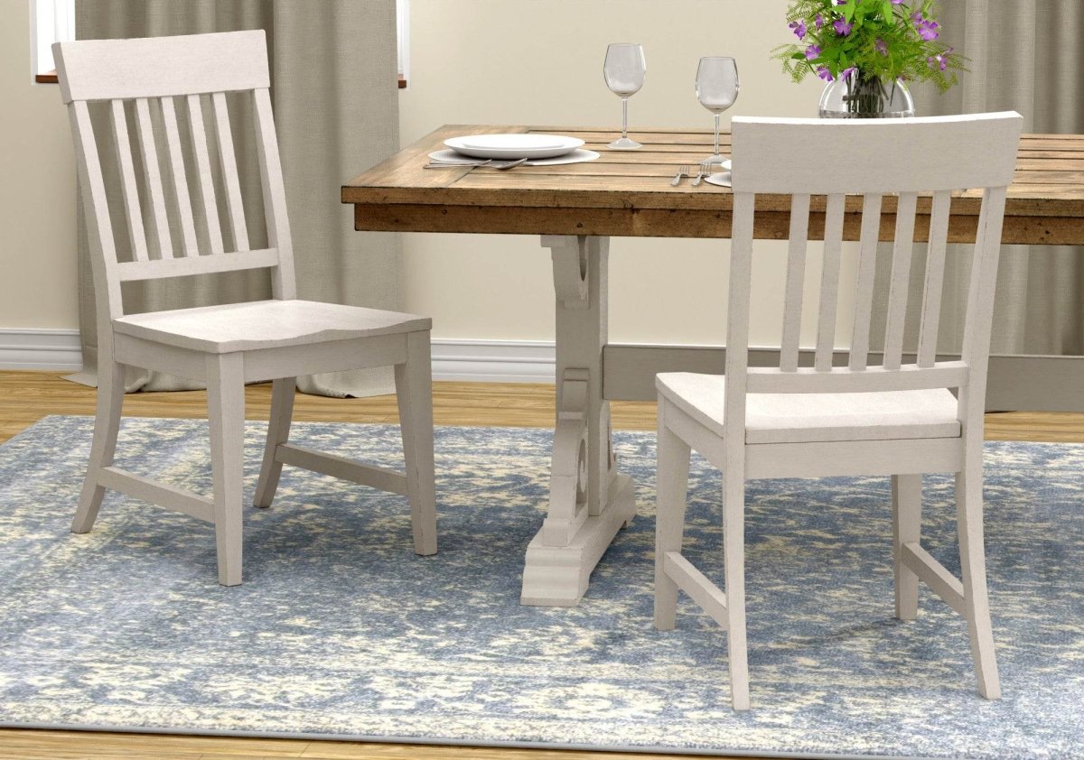 Set of 2 White Solid Wood Farmhouse Dining Chairs - Zenvia - Omega Lifestyles