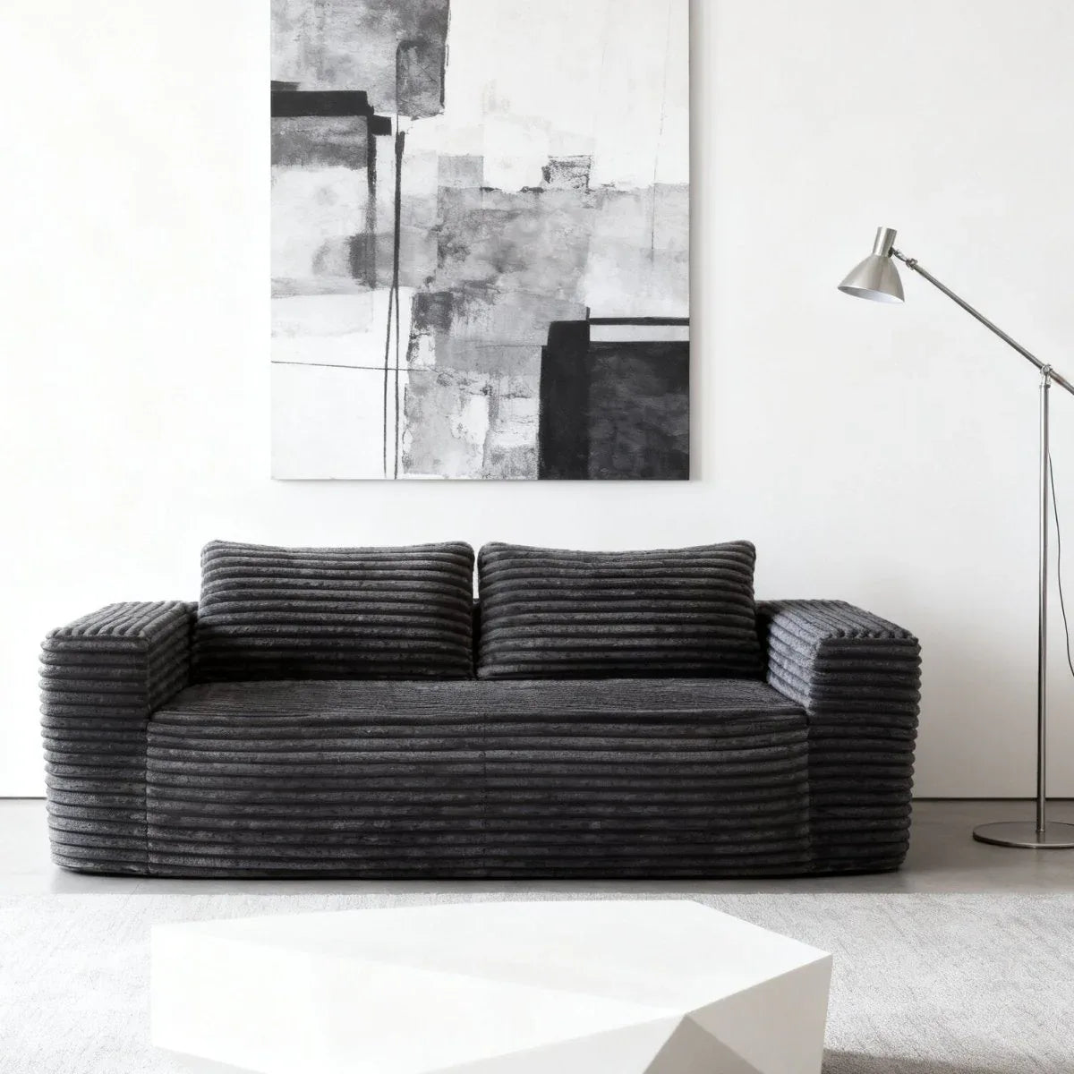 Soft Corduroy Memory Foam 2-Seater Loveseat Sofa - Omega Lifestyles