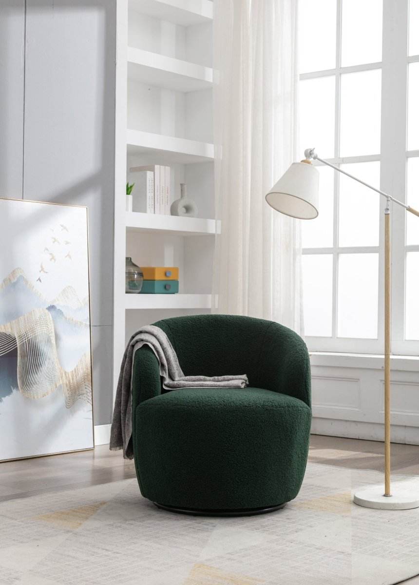 Soft Teddy Fabric Upholstered Swivel Accent Armchair - Sleep Galleria