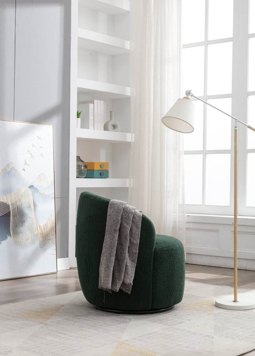Soft Teddy Fabric Upholstered Swivel Accent Armchair - Sleep Galleria