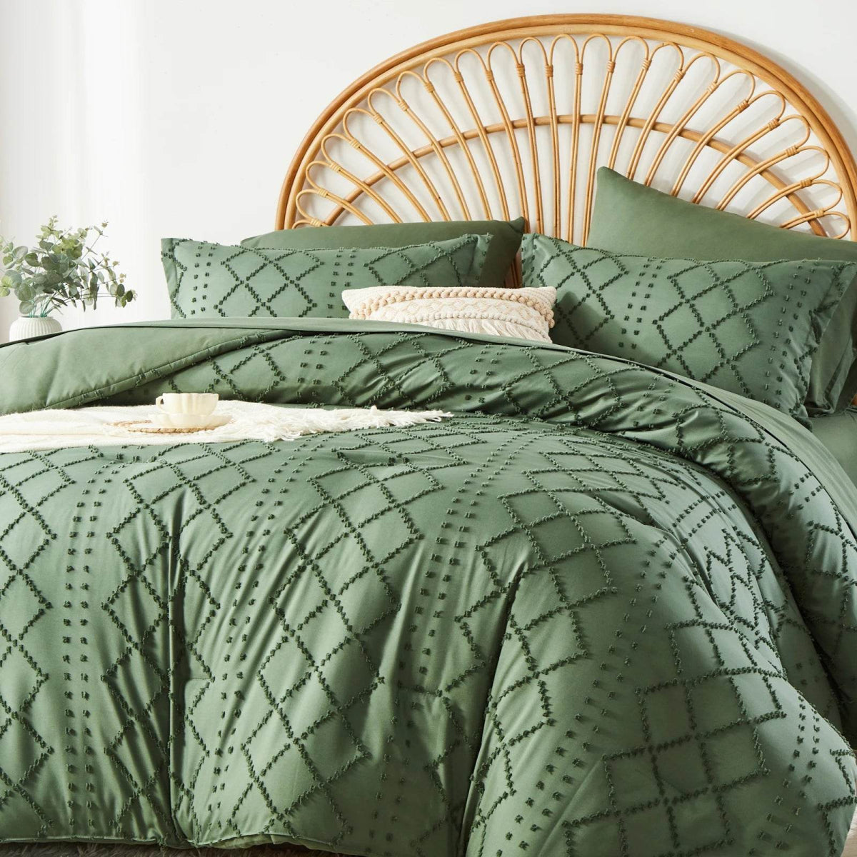 Soft Tufted Jacquard Microfiber Comforter Bedding Set - Sleep Galleria
