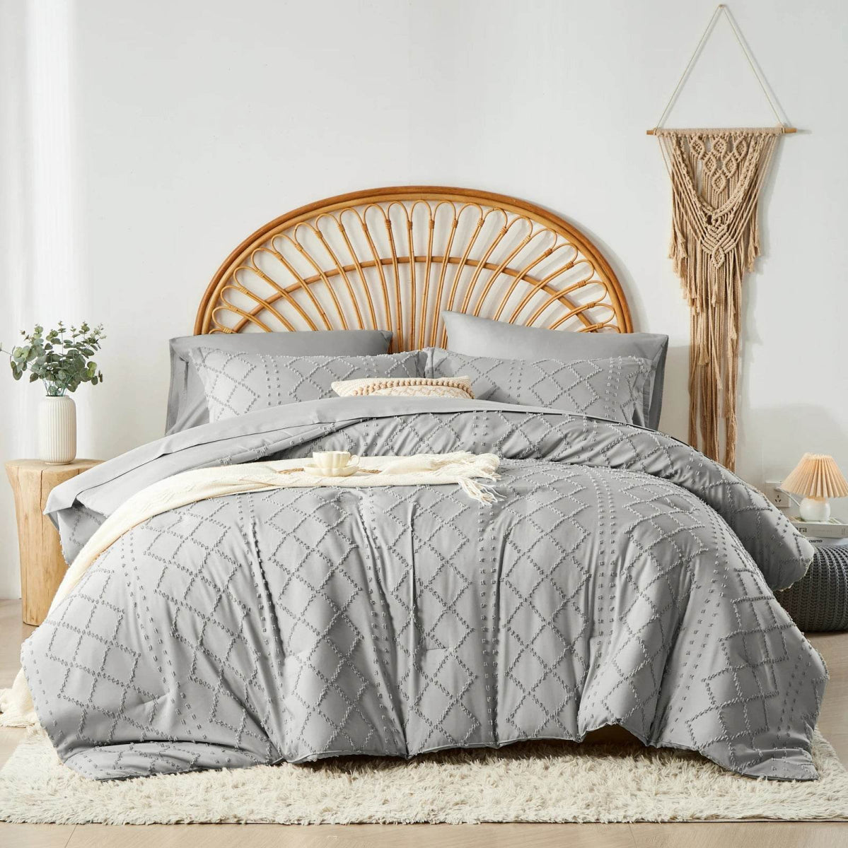 Soft Tufted Jacquard Microfiber Comforter Bedding Set - Sleep Galleria