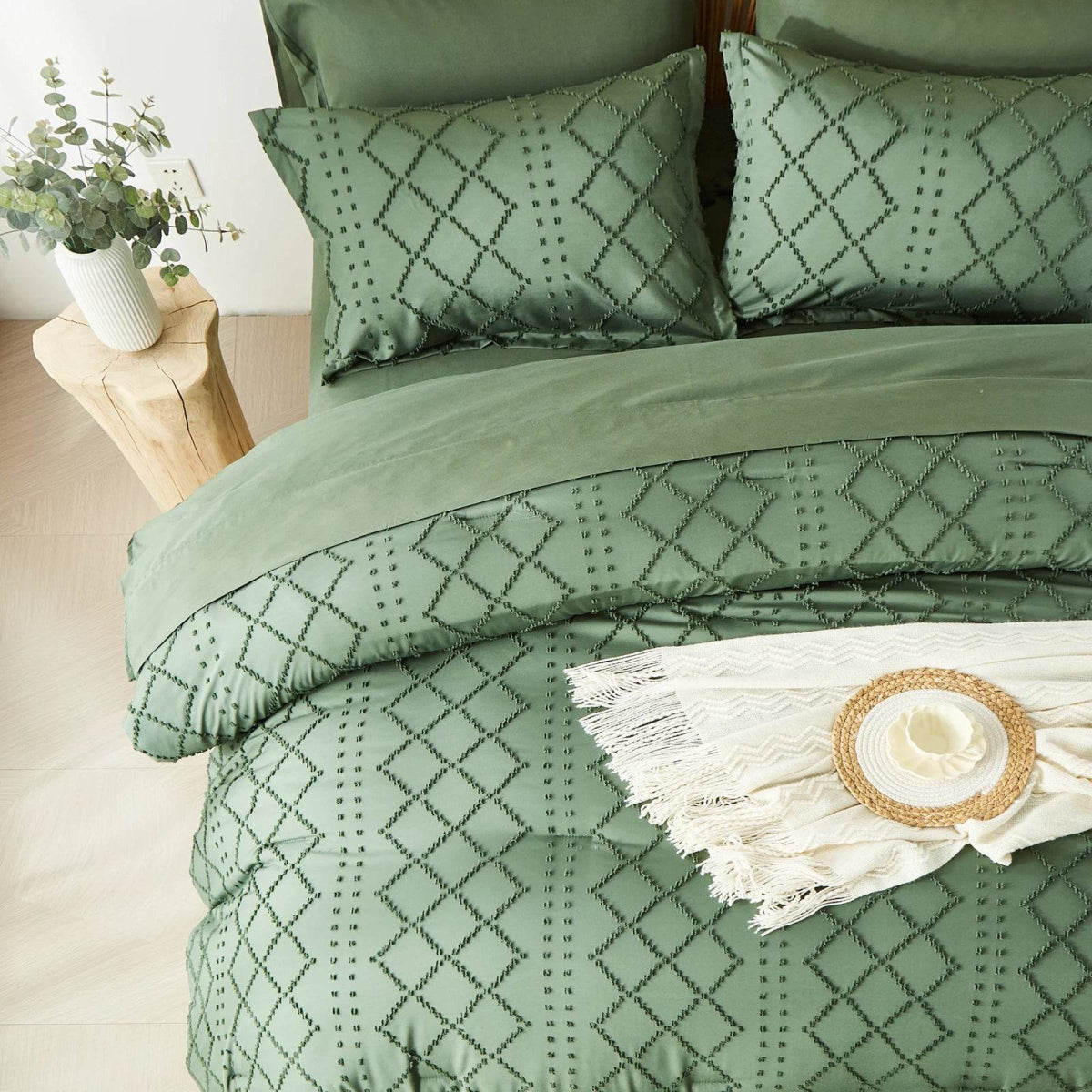 Soft Tufted Jacquard Microfiber Comforter Bedding Set - Sleep Galleria