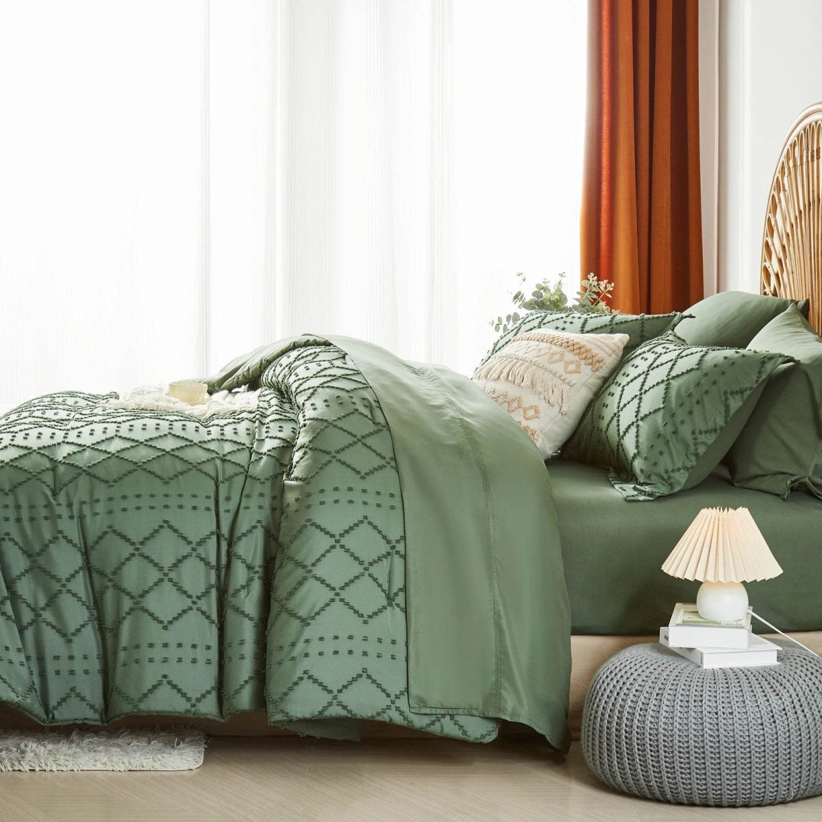 Soft Tufted Jacquard Microfiber Comforter Bedding Set - Sleep Galleria