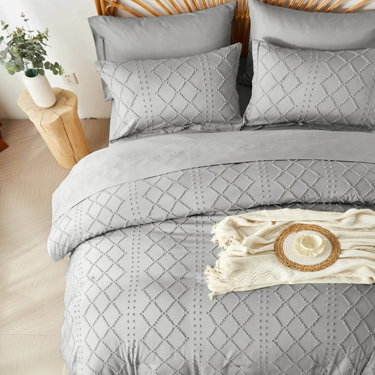 Soft Tufted Jacquard Microfiber Comforter Bedding Set - Sleep Galleria