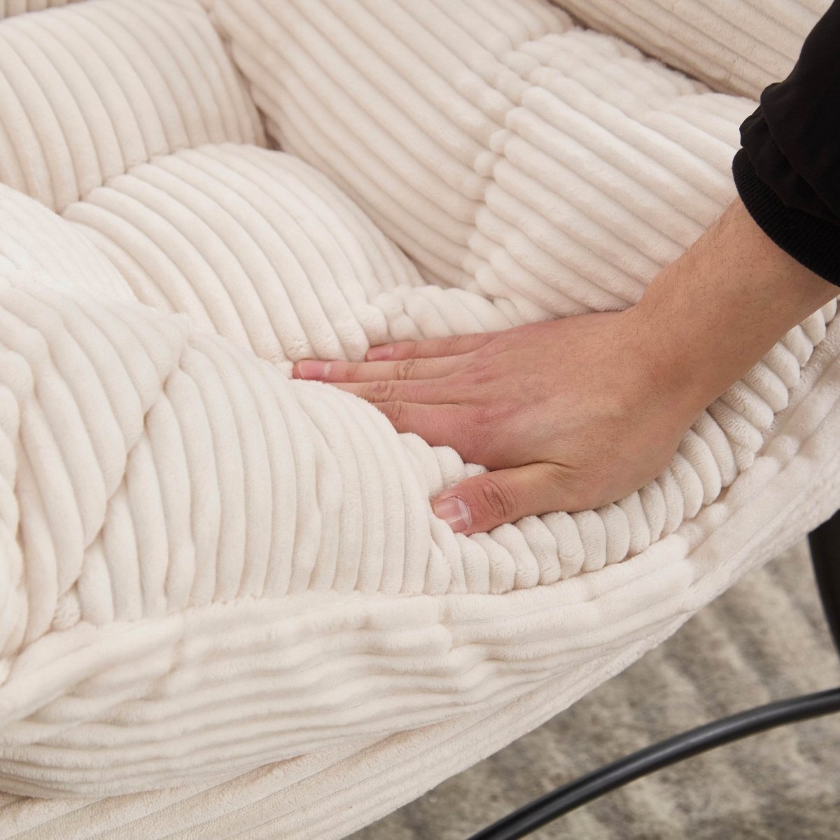 Soft White Lazy Chair with Ottoman - Sleep Galleria