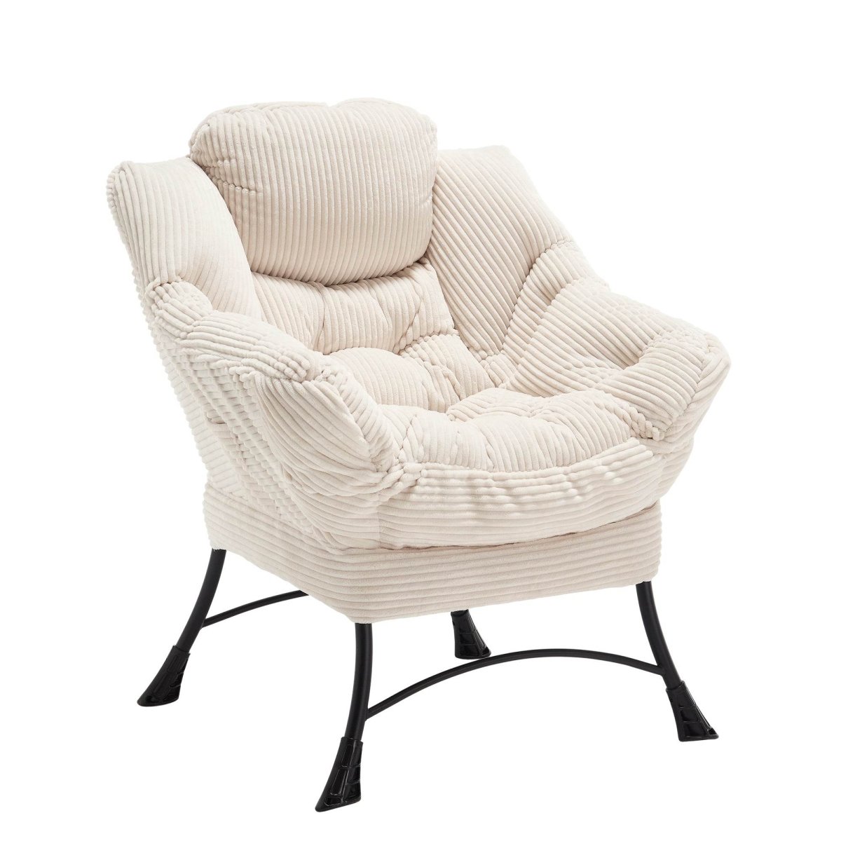 Soft White Lazy Chair with Ottoman - Sleep Galleria