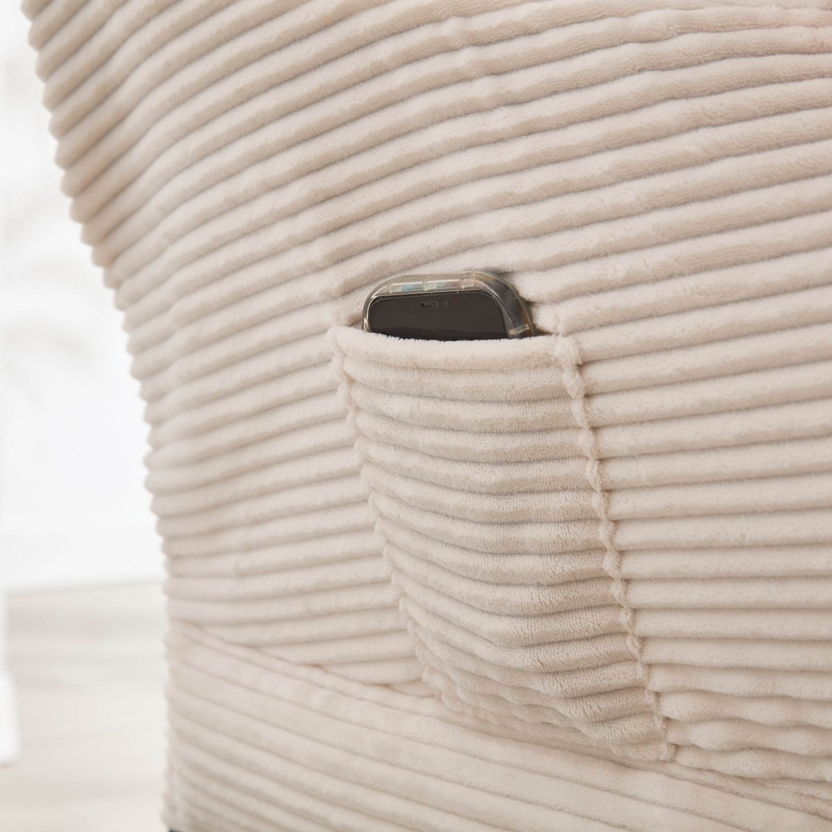 Soft White Lazy Chair with Ottoman - Sleep Galleria