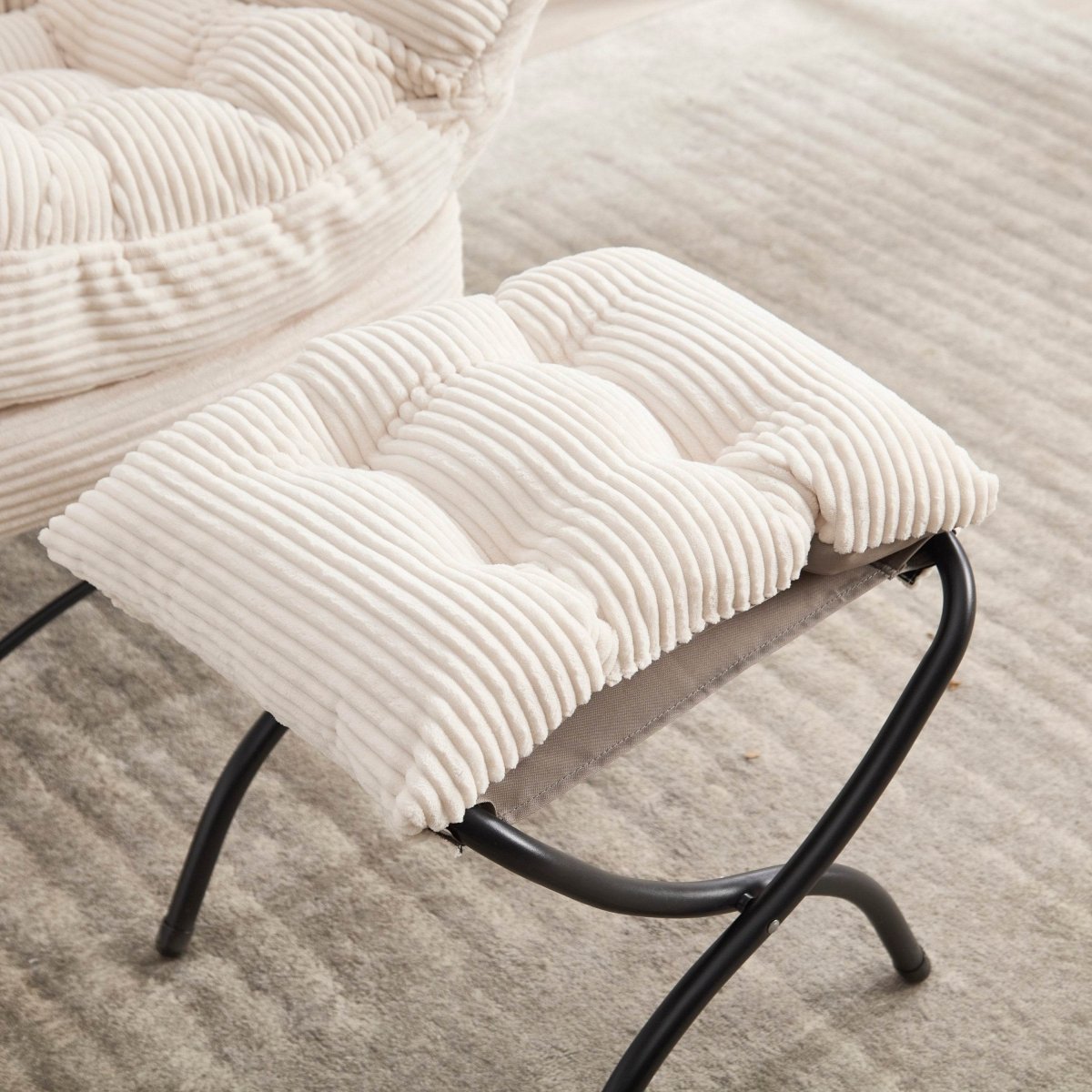 Soft White Lazy Chair with Ottoman - Sleep Galleria