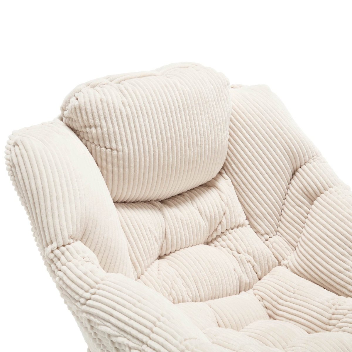 Soft White Lazy Chair with Ottoman - Sleep Galleria