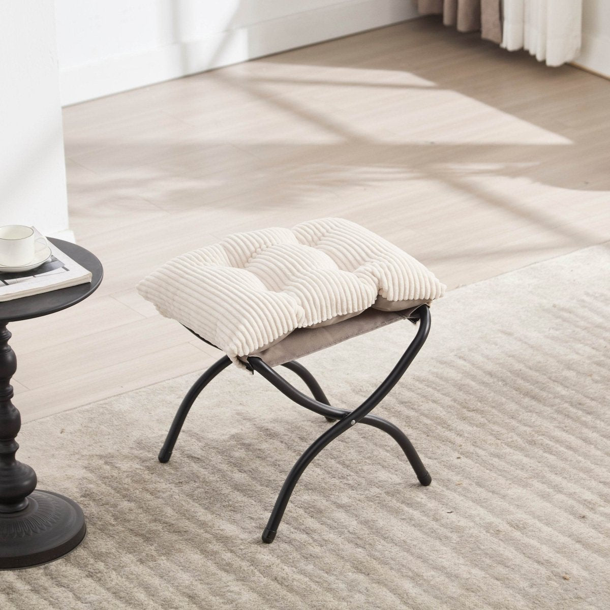 Soft White Lazy Chair with Ottoman - Sleep Galleria