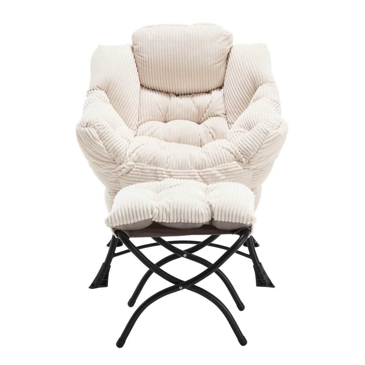 Soft White Lazy Chair with Ottoman - Sleep Galleria