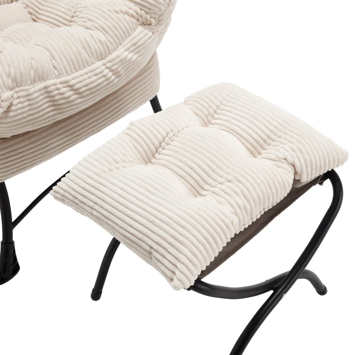 Soft White Lazy Chair with Ottoman - Sleep Galleria