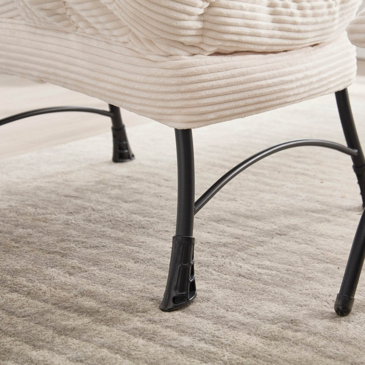 Soft White Lazy Chair with Ottoman - Sleep Galleria