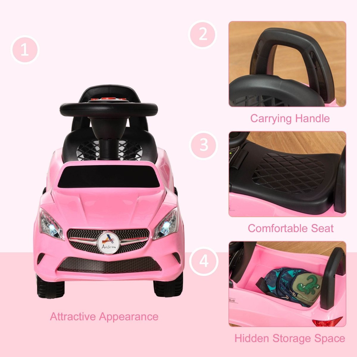 Toddler Ride - On Push Car With Horn Music And Storage - Zenvia - Omega Lifestyles