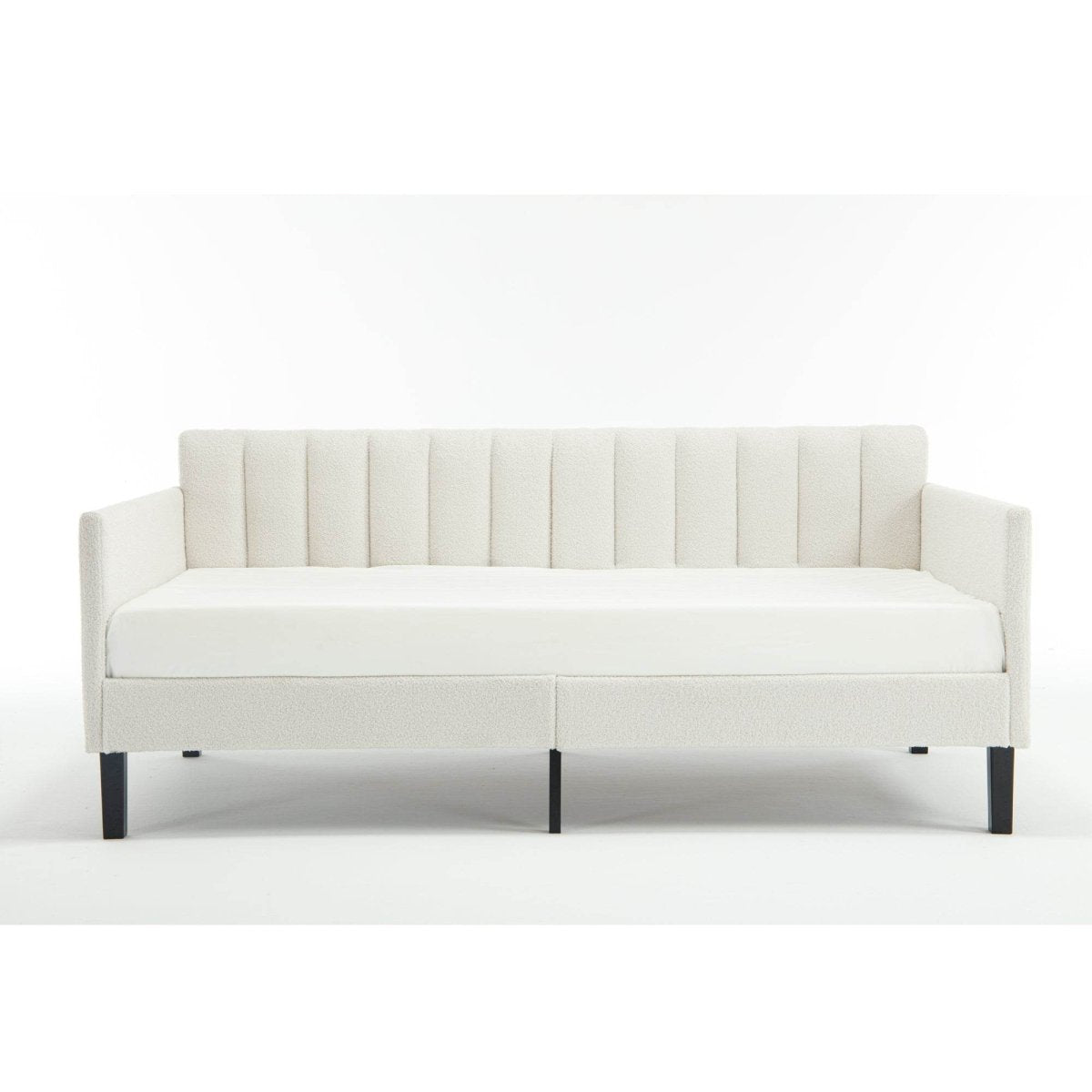 Twin Boucle Upholstered Ivory Metal Frame Daybed - Zenvia - Omega Lifestyles