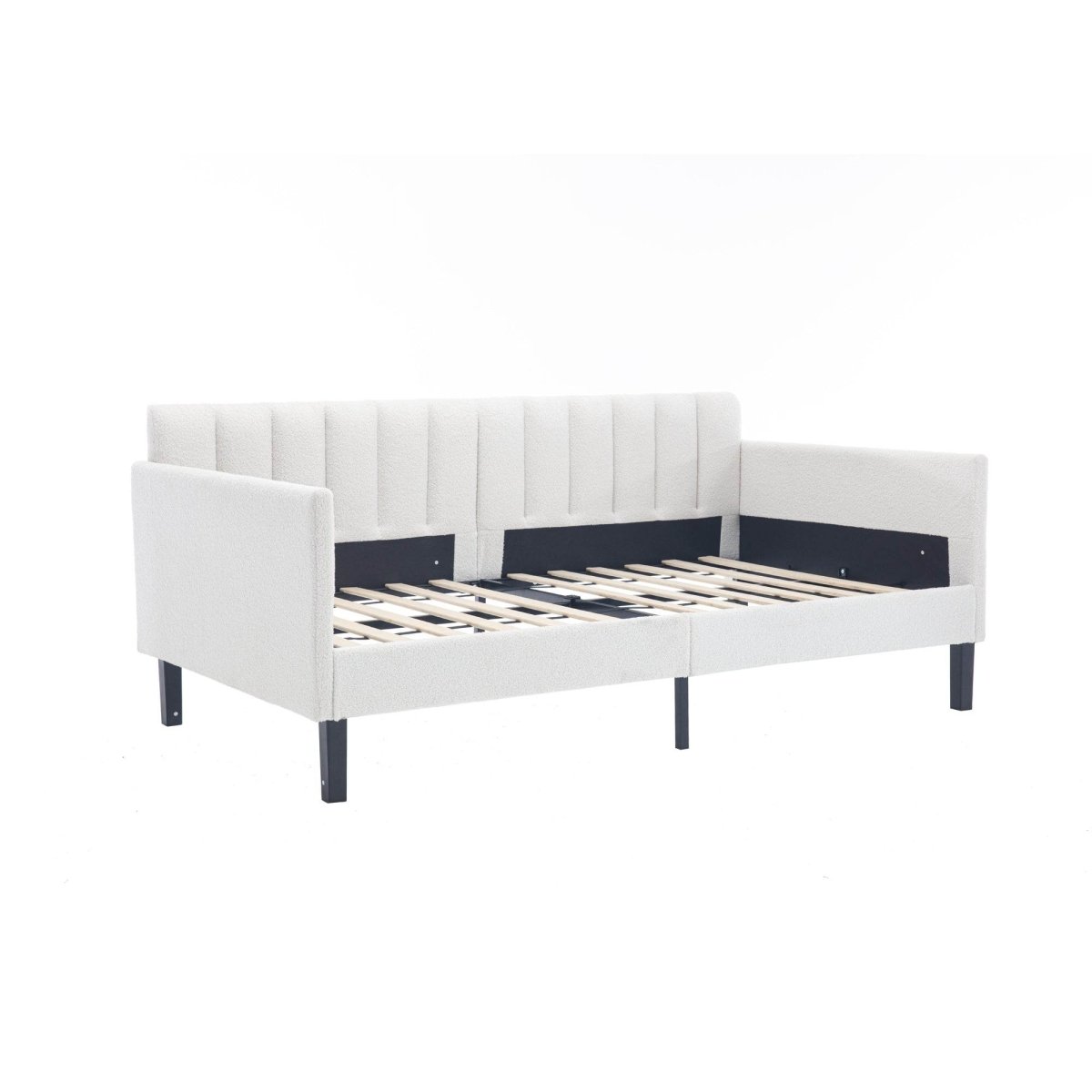 Twin Boucle Upholstered Ivory Metal Frame Daybed - Zenvia - Omega Lifestyles