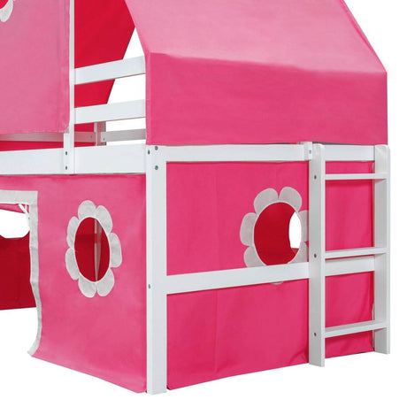Twin Loft Bed With Slide Tower Pink Playhouse - Sleep Galleria