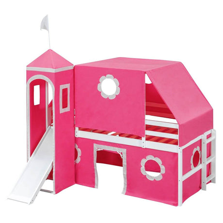 Twin Loft Bed With Slide Tower Pink Playhouse - Sleep Galleria