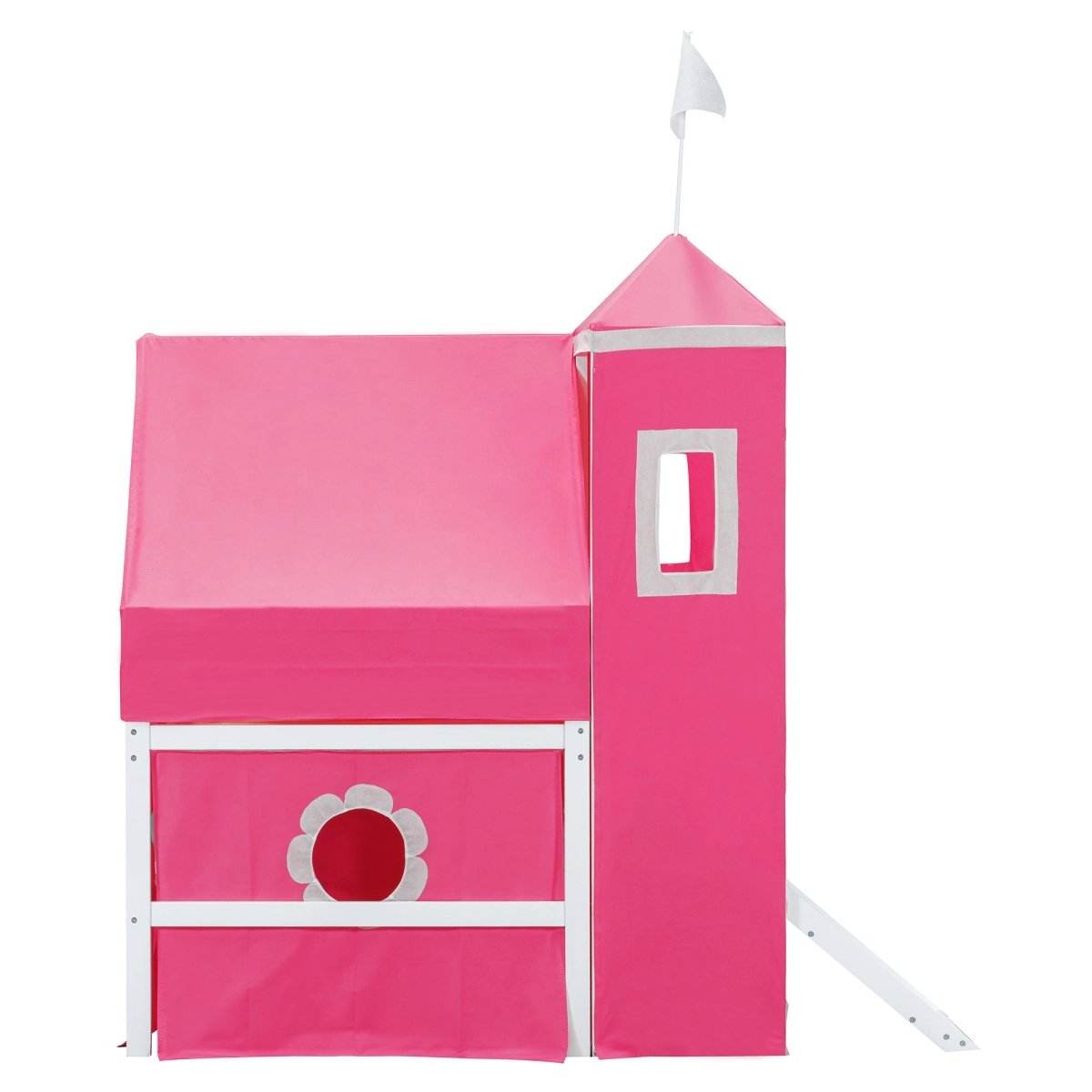 Twin Loft Bed With Slide Tower Pink Playhouse - Sleep Galleria