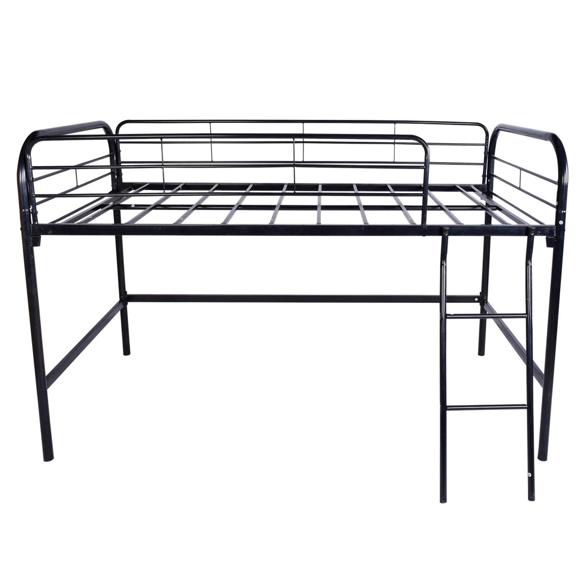 Twin Metal Loft Bed Frame With Guardrails And Ladder - Zenvia - Omega Lifestyles