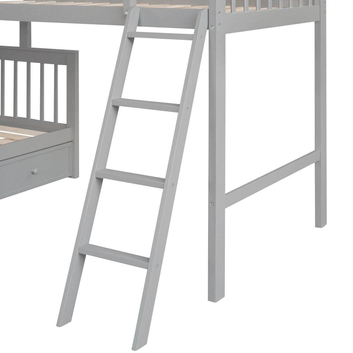 Twin Over Full L-Shaped Solid Wood Bunk Bed - Sleep Galleria