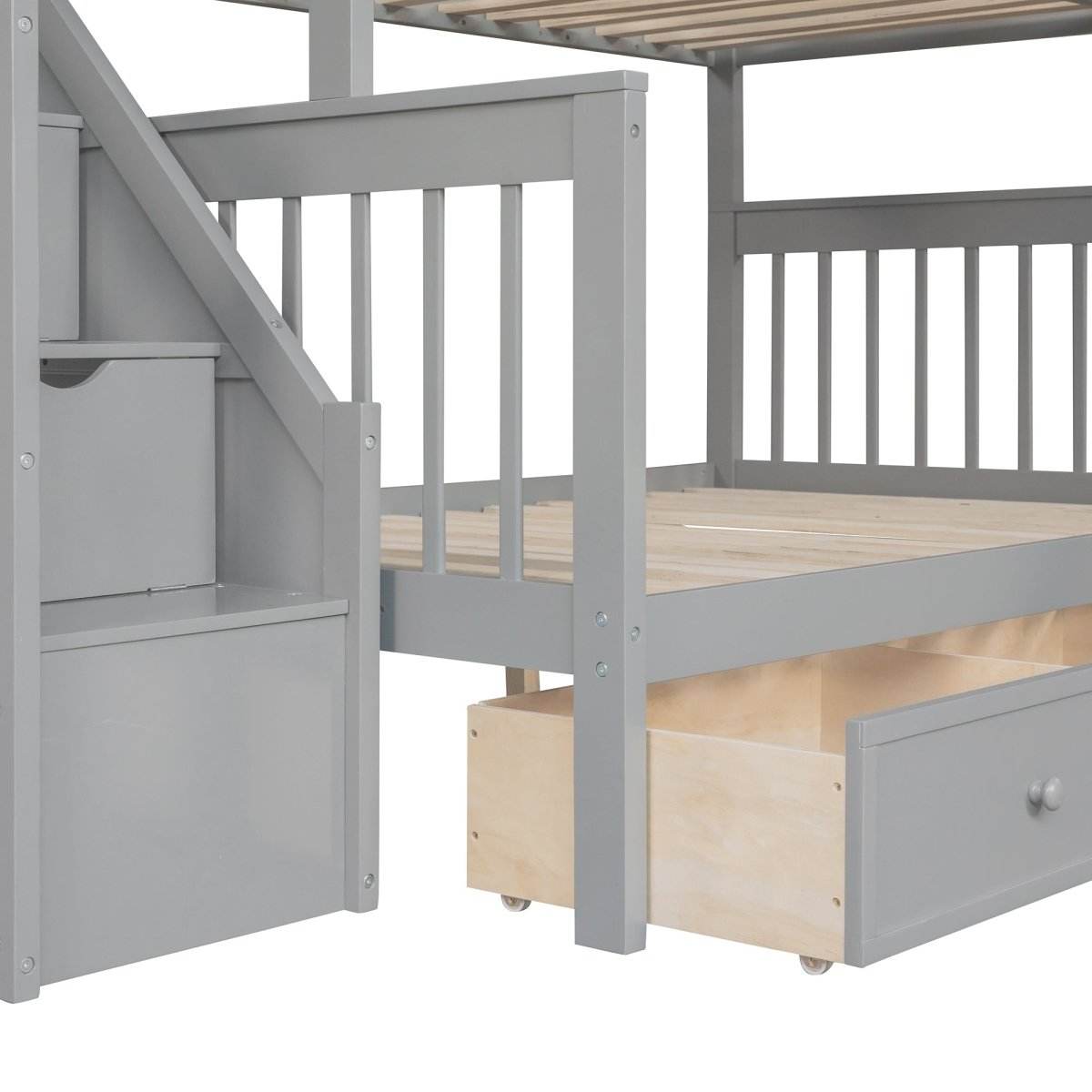 Twin Over Full L-Shaped Solid Wood Bunk Bed - Sleep Galleria