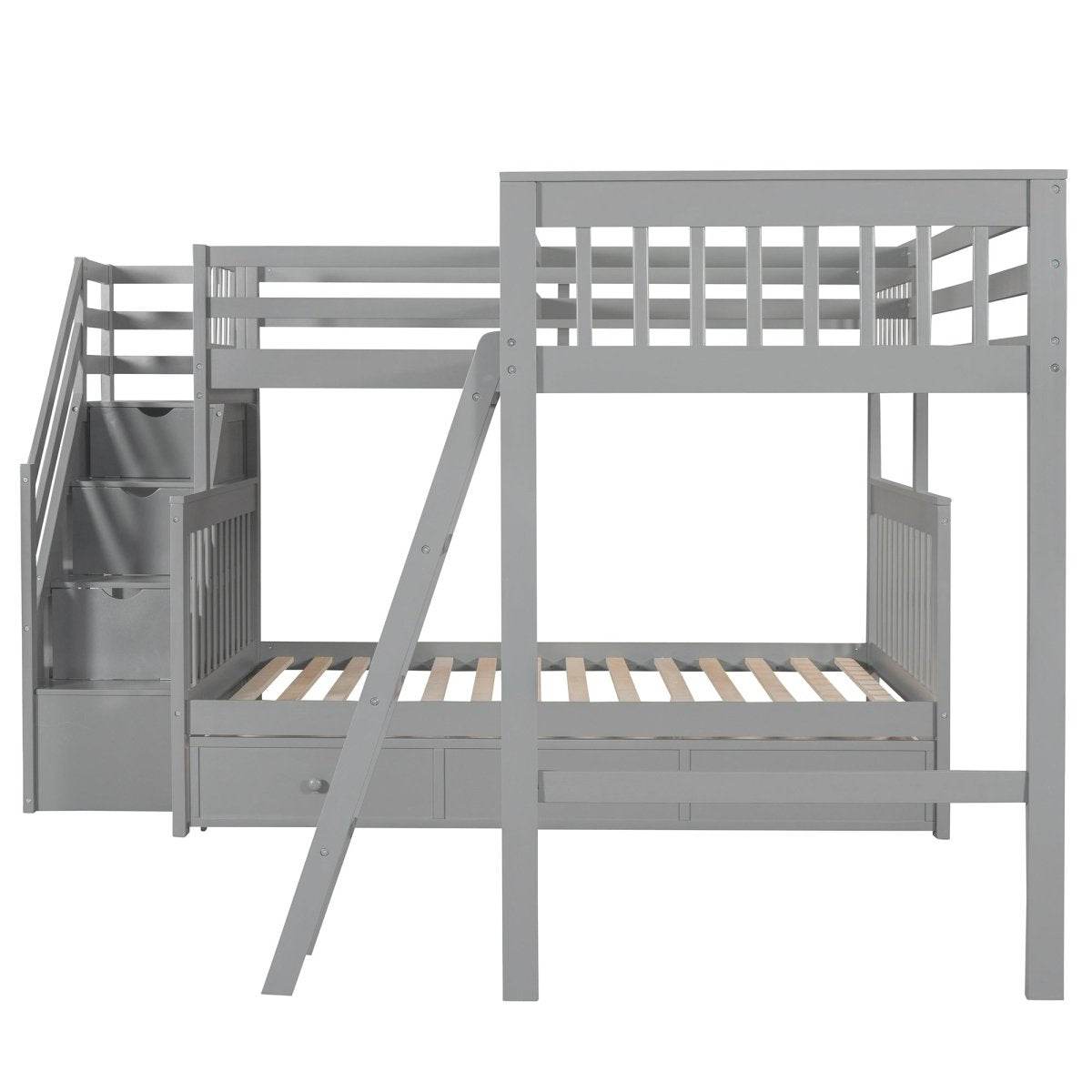 Twin Over Full L-Shaped Solid Wood Bunk Bed - Sleep Galleria