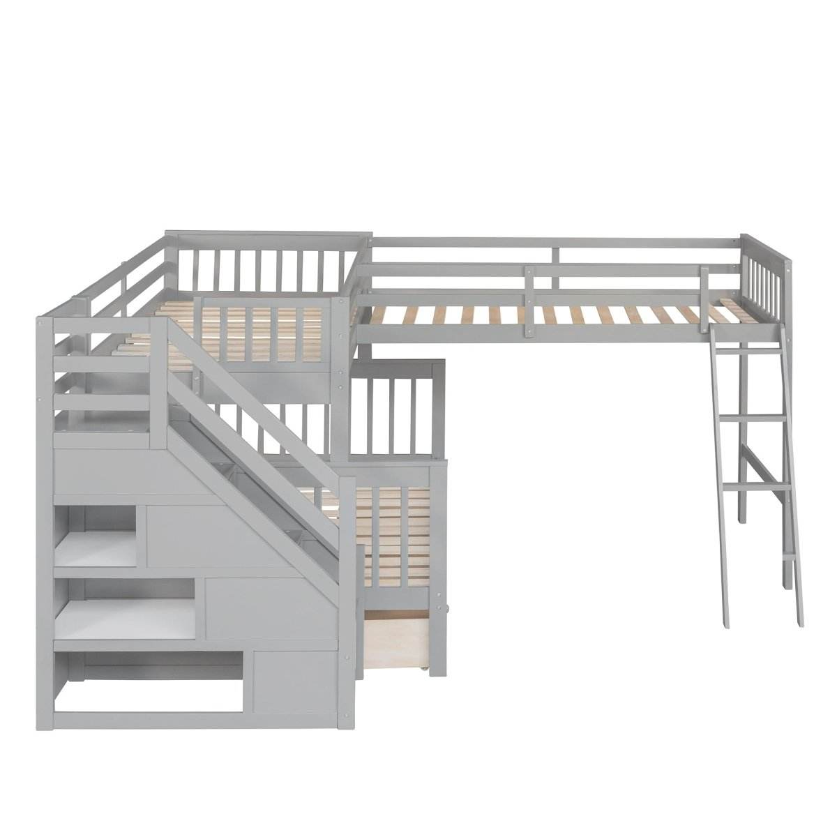 Twin Over Full L-Shaped Solid Wood Bunk Bed - Sleep Galleria