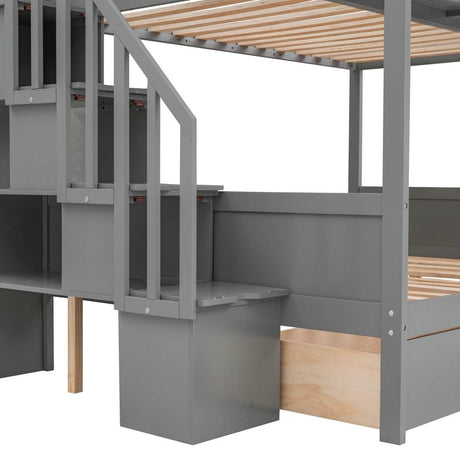 Twin Over Full Storage Staircase Bunk Bed - Sleep Galleria