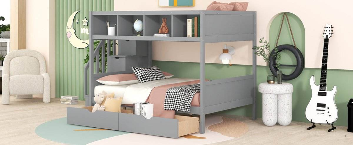 Twin Over Full Storage Staircase Bunk Bed - Sleep Galleria