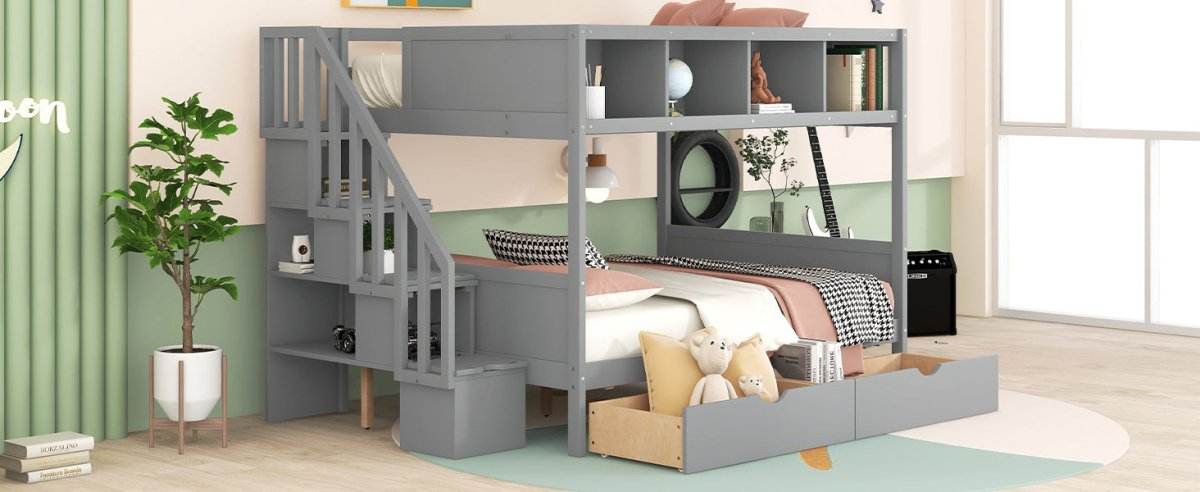 Twin Over Full Storage Staircase Bunk Bed - Sleep Galleria