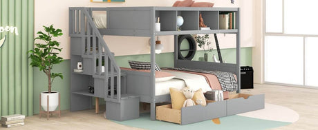 Twin Over Full Storage Staircase Bunk Bed - Sleep Galleria