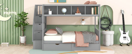Twin Over Full Storage Staircase Bunk Bed - Sleep Galleria