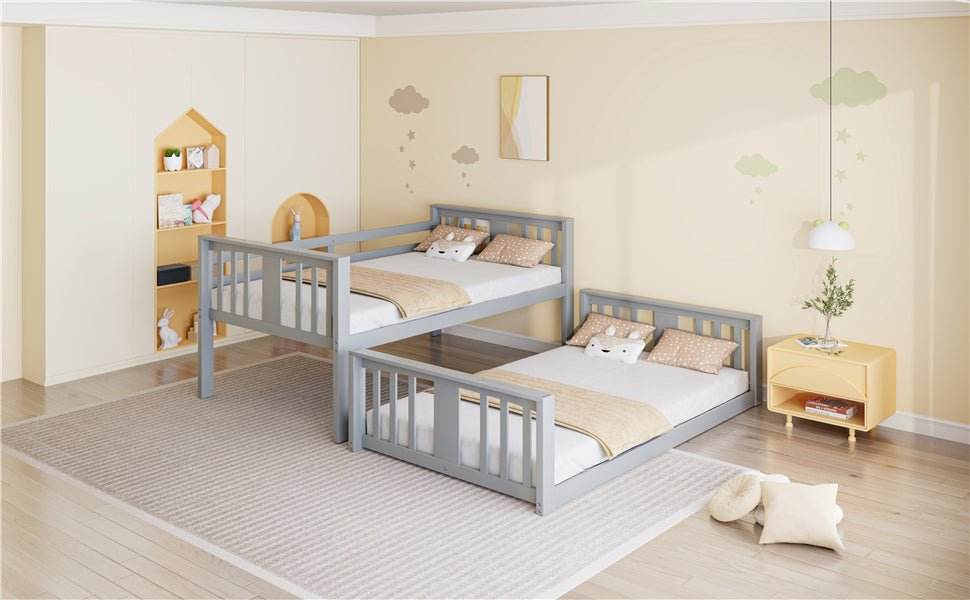 Twin Over Twin Pine Wood Bunk Bed With Slide Ladder - Sleep Galleria