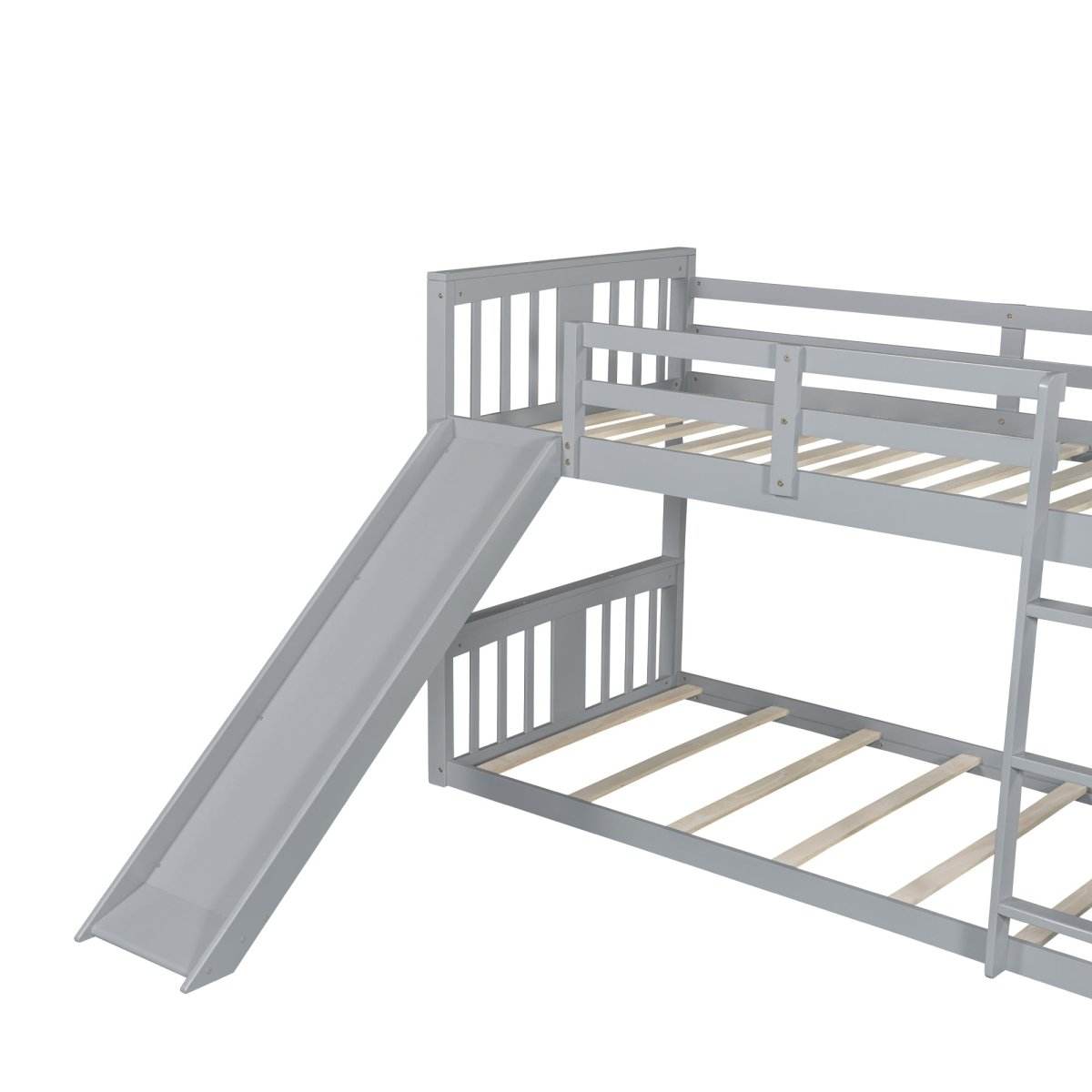 Twin Over Twin Pine Wood Bunk Bed With Slide Ladder - Sleep Galleria