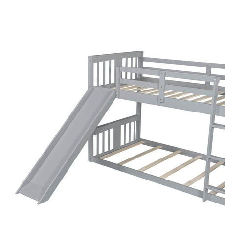 Twin Over Twin Pine Wood Bunk Bed With Slide Ladder - Sleep Galleria