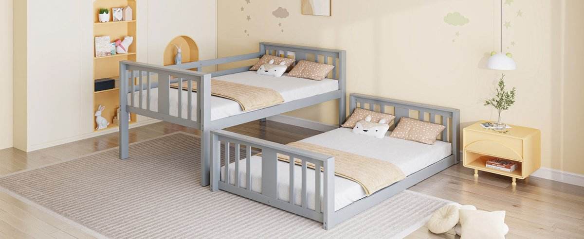 Twin Over Twin Pine Wood Bunk Bed With Slide Ladder - Sleep Galleria